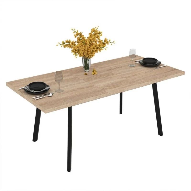 Tavolo allungabile colore rovere e gambe in metallo nero 138x85 cm - Lini