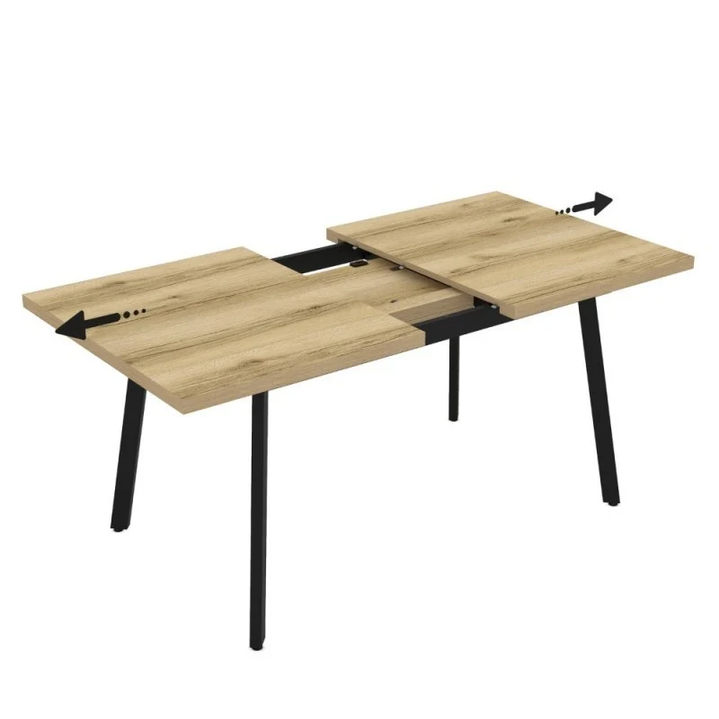 Tavolo allungabile colore rovere e gambe in metallo nero 138x85 cm - Lini