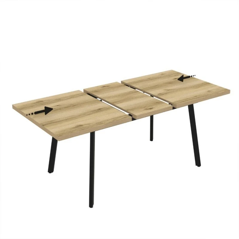 Tavolo allungabile colore rovere e gambe in metallo nero 138x85 cm - Lini