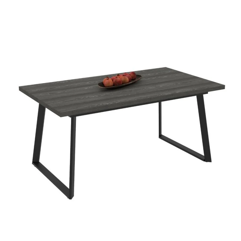 Tavolo allungabile colore larice grigio e gambe in metallo nero 170x90 cm - Lavinya