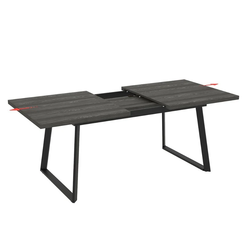 Tavolo allungabile colore larice grigio e gambe in metallo nero 170x90 cm - Lavinya
