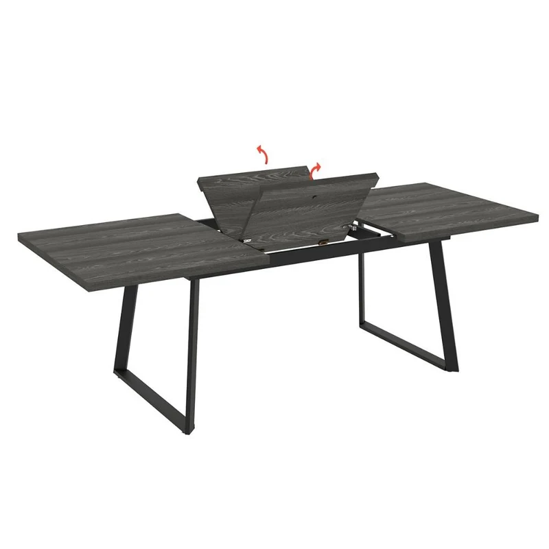 Tavolo allungabile colore larice grigio e gambe in metallo nero 170x90 cm - Lavinya