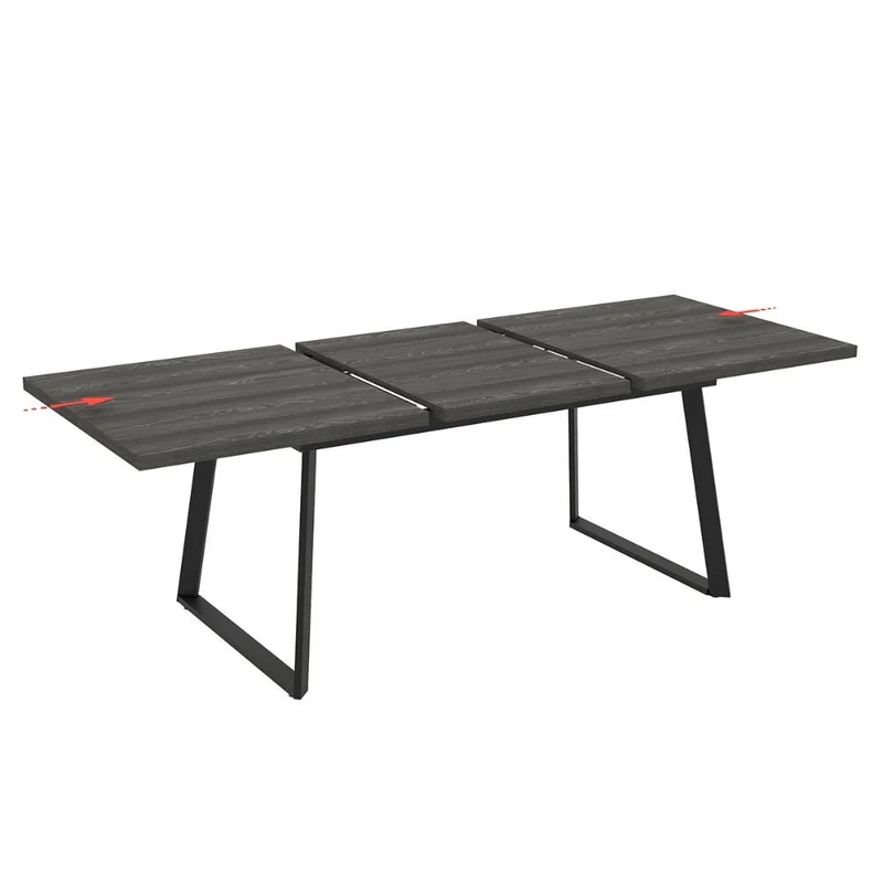 Tavolo allungabile colore larice grigio e gambe in metallo nero 170x90 cm - Lavinya