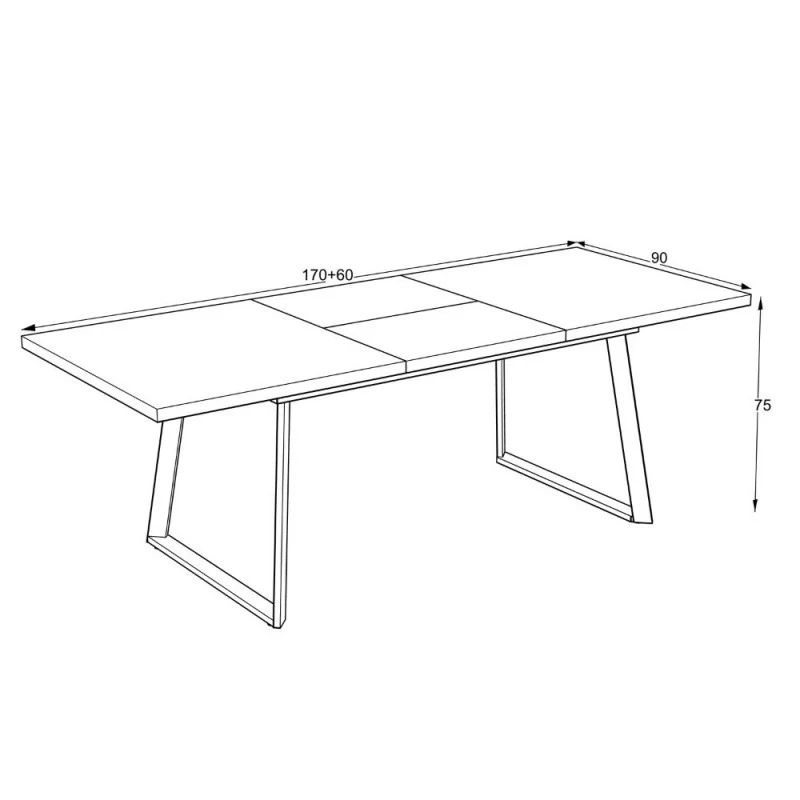 Tavolo allungabile colore larice grigio e gambe in metallo nero 170x90 cm - Lavinya