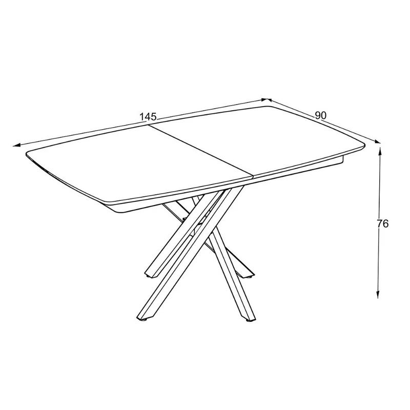 Tavolo allungabile piano effetto marmo ardesia opaco e gambe metallo nero 145x90 cm - Filis