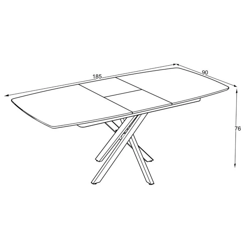 Tavolo allungabile piano effetto marmo ardesia opaco e gambe metallo nero 145x90 cm - Filis