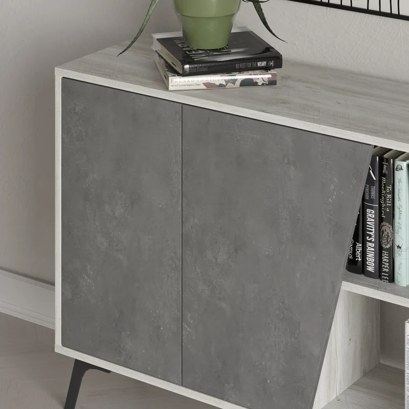 Madia con ante colore rovere e antracite 180 cm - Fiona