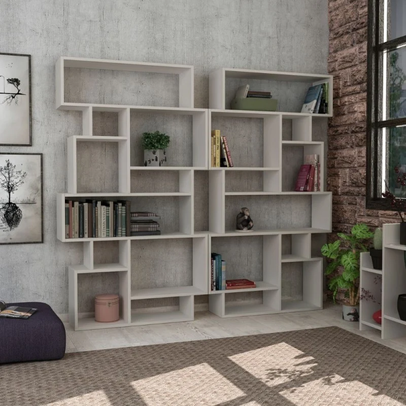 Libreria orizzontale bifacciale bianca 96x168,5H cm - Karmato