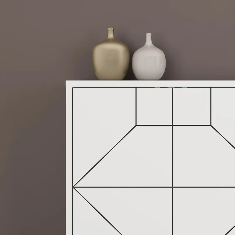 Madia con ante e disegno geometrico 184 cm colore bianco - Dune