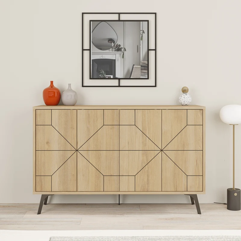 Madia con disegno geometrico e 4 ante 123 cm color rovere - Dune