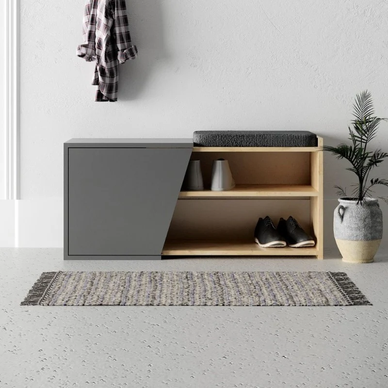 Scarpiera panca color rovere e antracite 104 cm - Fiona