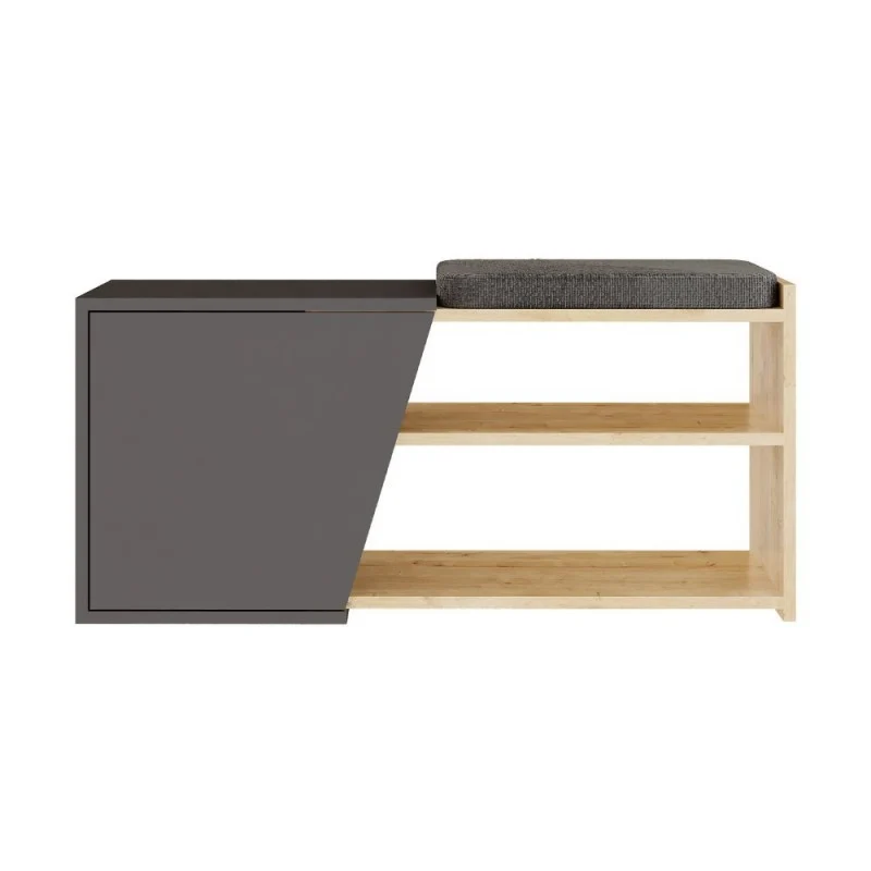 Scarpiera panca color rovere e antracite 104 cm - Fiona