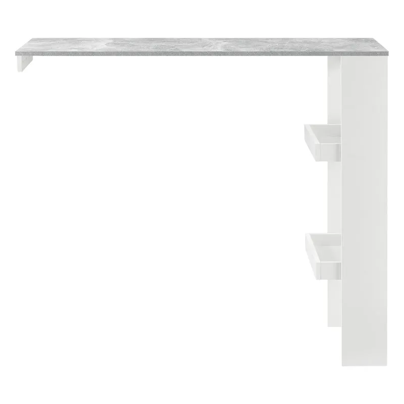 Table de bar stylée avec compartiments de rangement table bistrot 120 cm blanc et gris 03_0006218