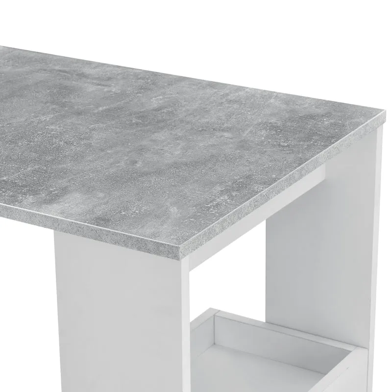 Table de bar stylée avec compartiments de rangement table bistrot 120 cm blanc et gris 03_0006218