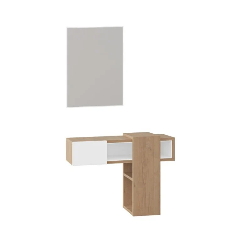 Mobile da Ingresso con specchio colore rovere e bianco - Efes