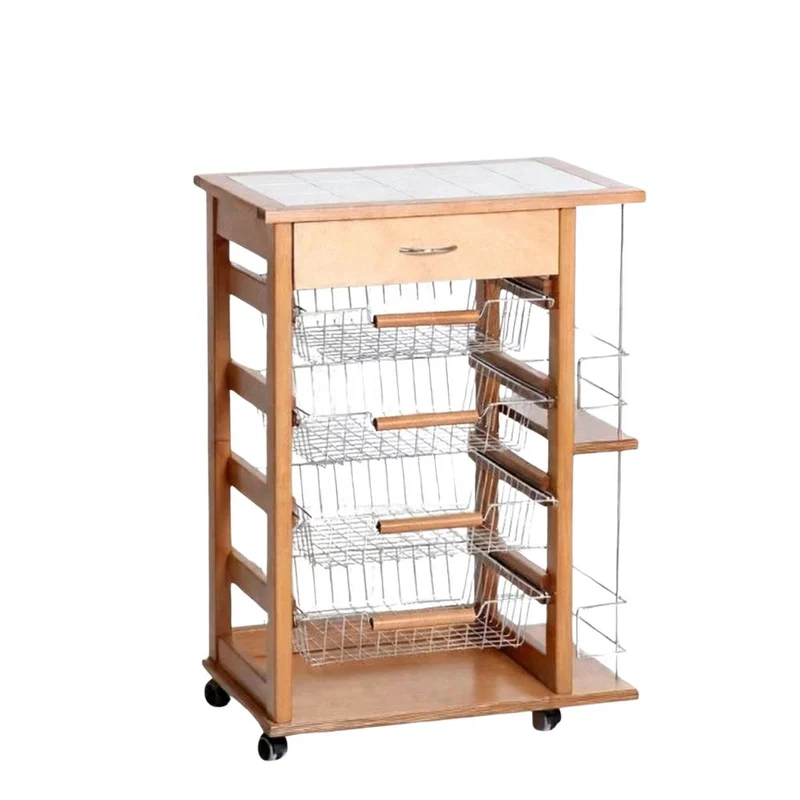 Carrello da cucina con cestini estraibili e porta bottiglie - Vesuvio