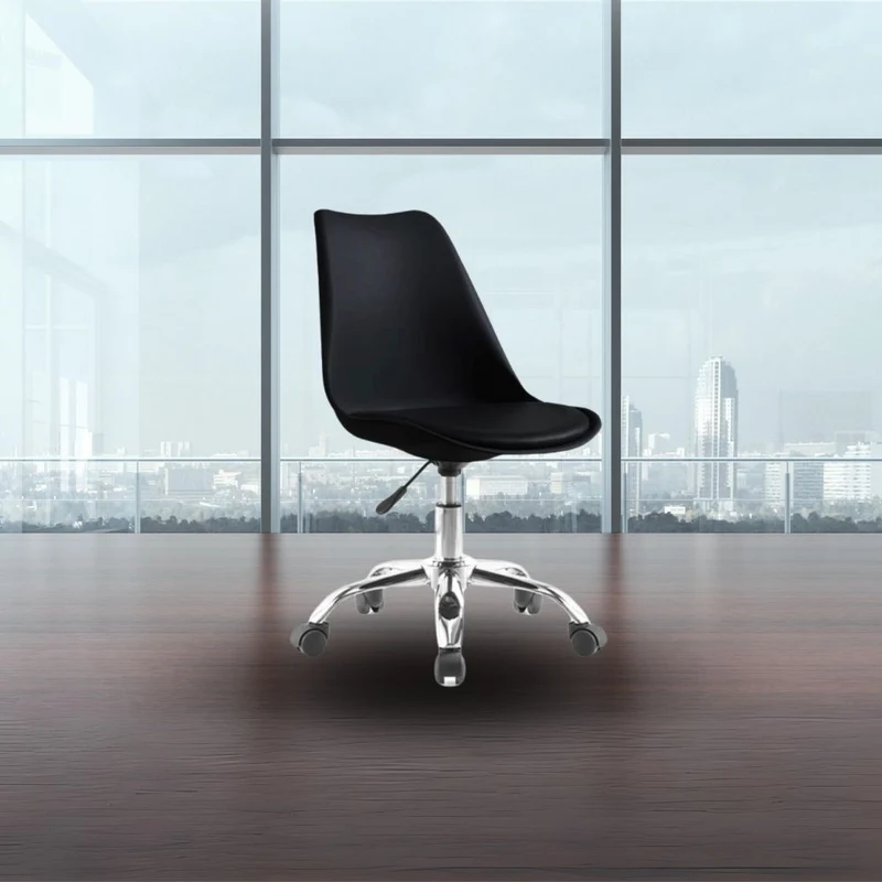 Sedia da ufficio nera con ruote e seduta ergonomica - LC719