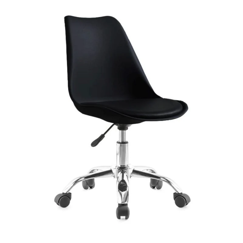 Sedia da ufficio nera con ruote e seduta ergonomica - LC719