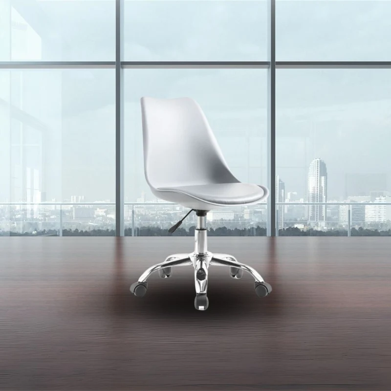 Sedia da ufficio bianca con ruote e seduta ergonomica - LC719
