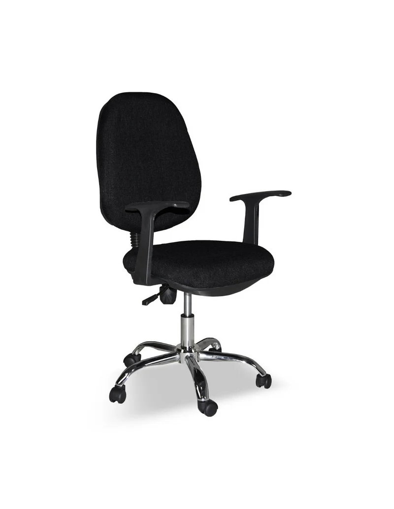 Poltrona da ufficio con ruote tessuto nero e base cromata - CR415