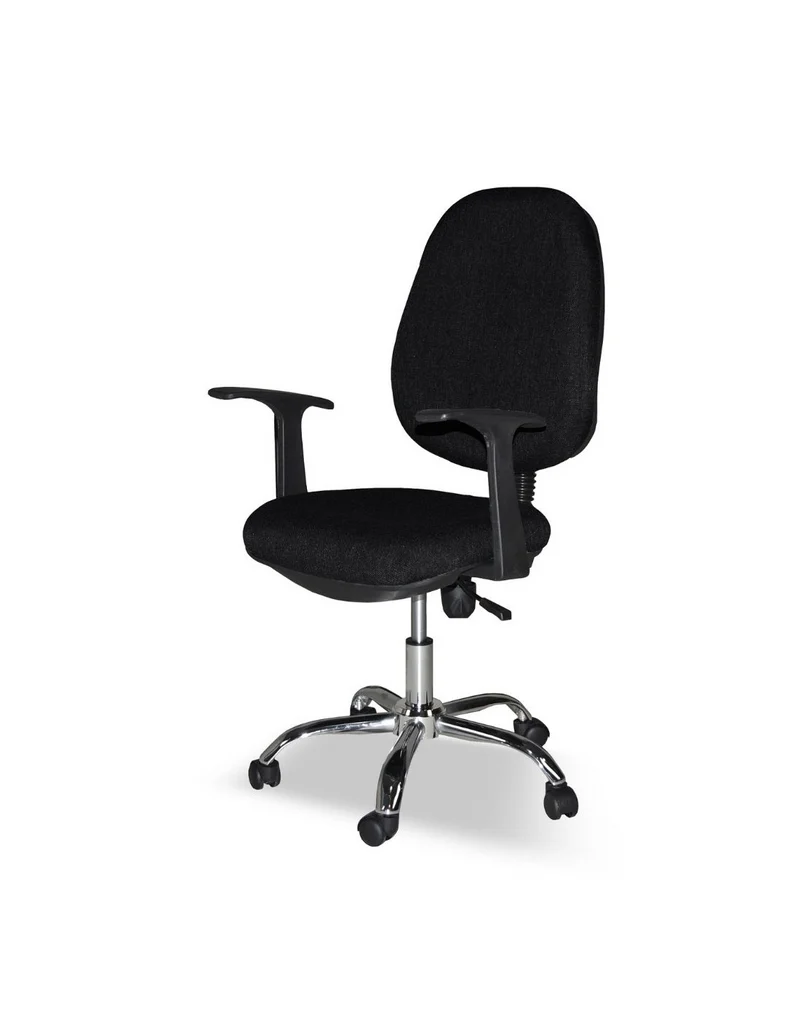 Poltrona da ufficio con ruote tessuto nero e base cromata - CR415