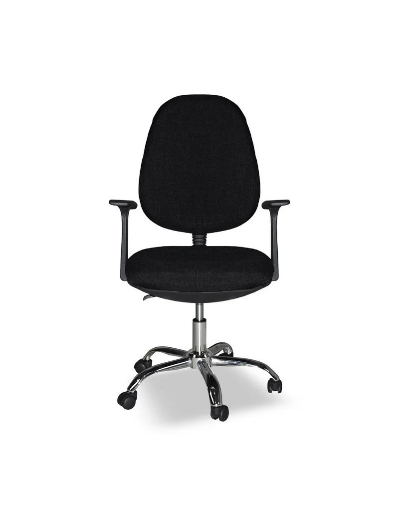Poltrona da ufficio con ruote tessuto nero e base cromata - CR415