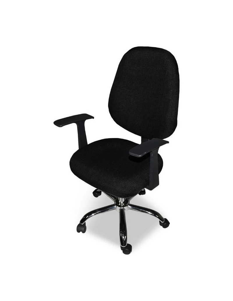 Poltrona da ufficio con ruote tessuto nero e base cromata - CR415