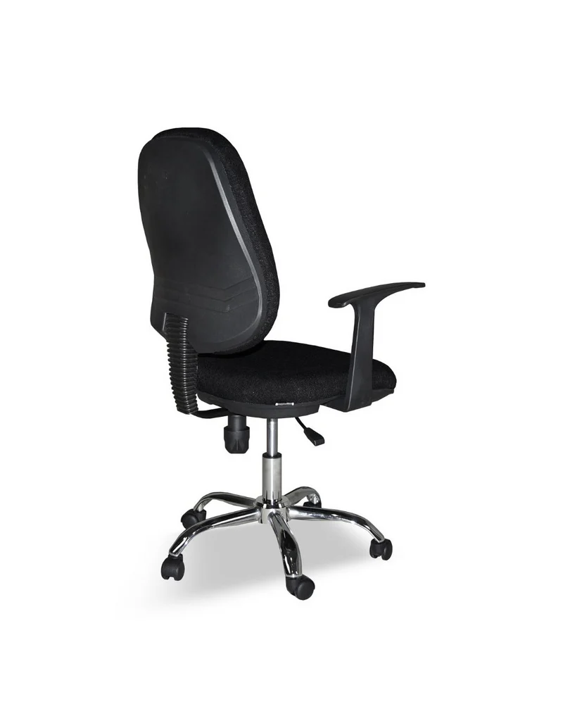 Poltrona da ufficio con ruote tessuto nero e base cromata - CR415