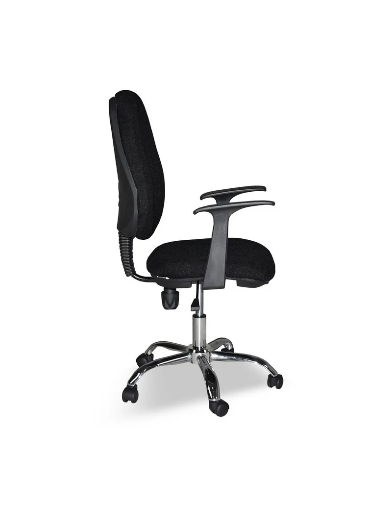 Poltrona da ufficio con ruote tessuto nero e base cromata - CR415