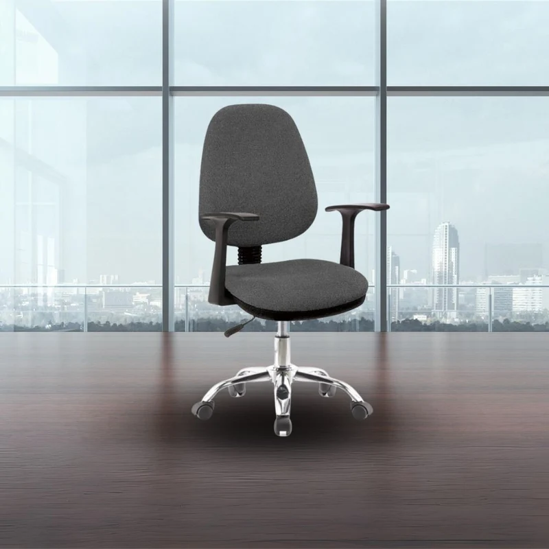 Poltrona da ufficio con ruote tessuto grigio e base cromata - CR415