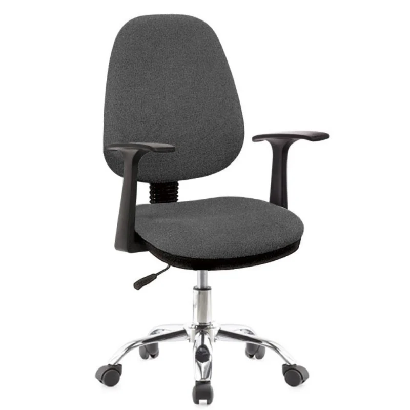 Poltrona da ufficio con ruote tessuto grigio e base cromata - CR415