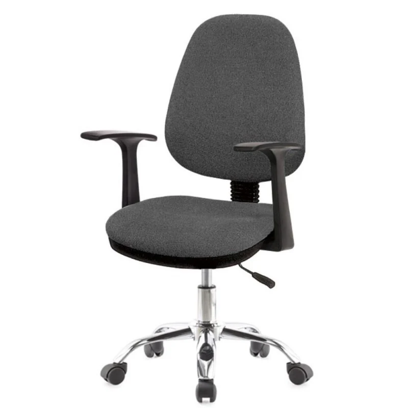 Poltrona da ufficio con ruote tessuto grigio e base cromata - CR415