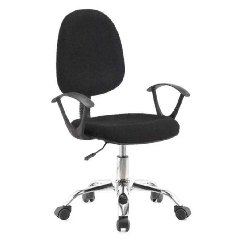 Poltrona da ufficio con ruote in tessuto nero e base cromata - CR131