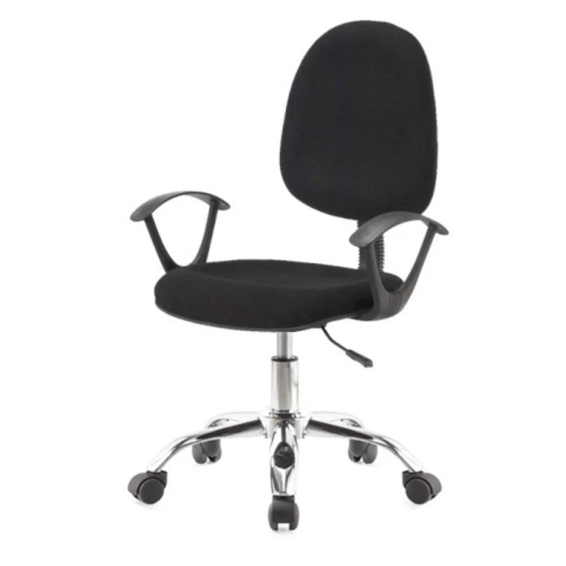 Poltrona da ufficio con ruote in tessuto nero e base cromata - CR131
