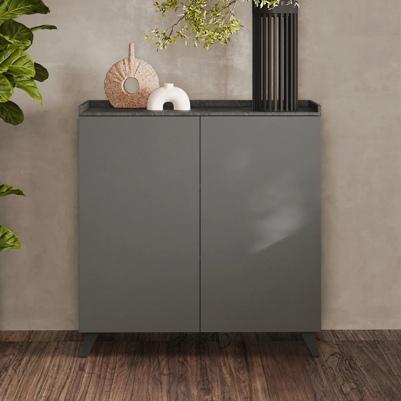 Madia alta con 2 ante colore ardesia piombo 121x126H cm - Polan