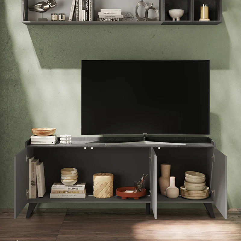Mobile porta TV con 3 ante colore ardesia piombo 181x72H cm - Polan