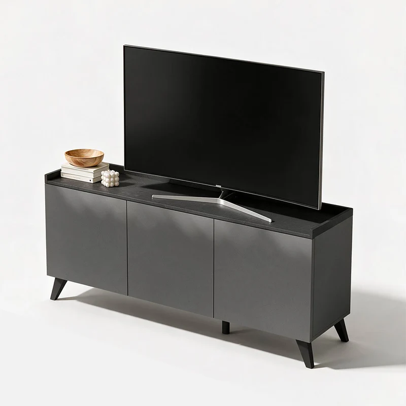 Mobile porta TV con 3 ante colore ardesia piombo 181x72H cm - Polan
