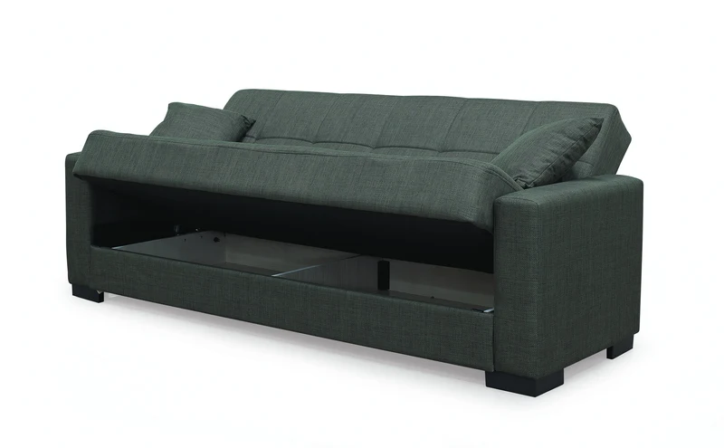 Divano letto 3 posti contenitore tessuto verde oliva 225 cm - Malpensa