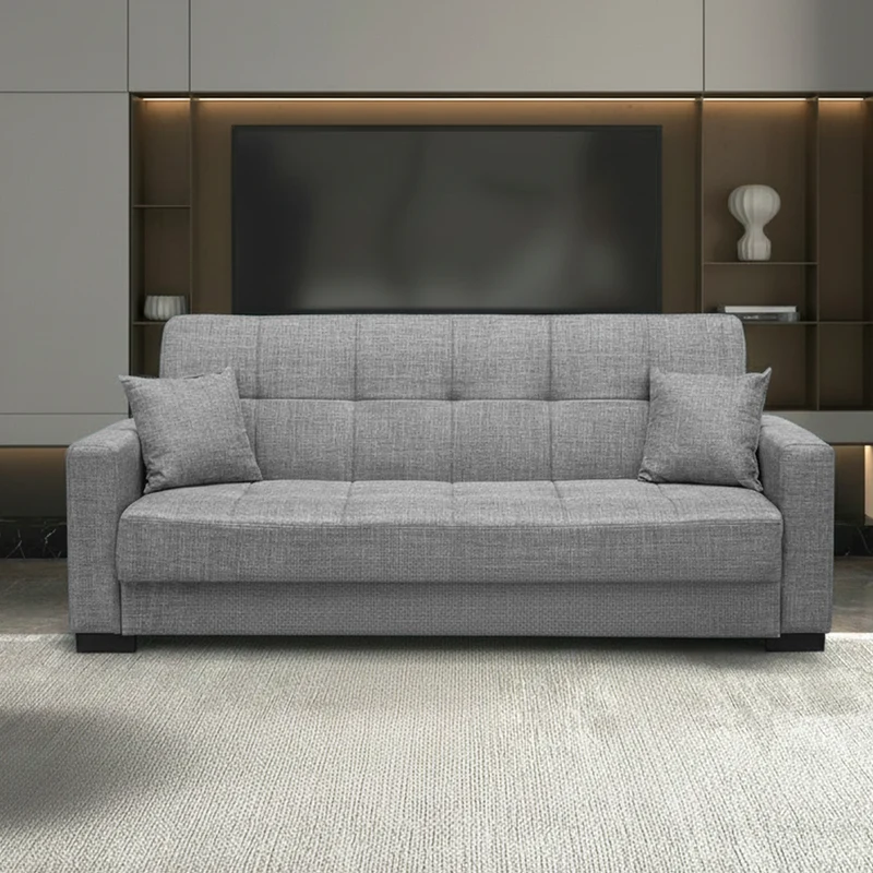 Divano letto 3 posti contenitore tessuto grigio 225 cm - Malpensa
