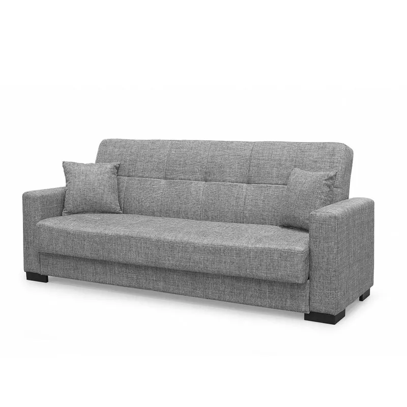 Divano letto 3 posti contenitore tessuto grigio 225 cm - Malpensa