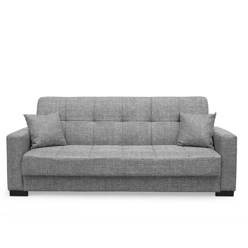 Divano letto 3 posti contenitore tessuto grigio 225 cm - Malpensa