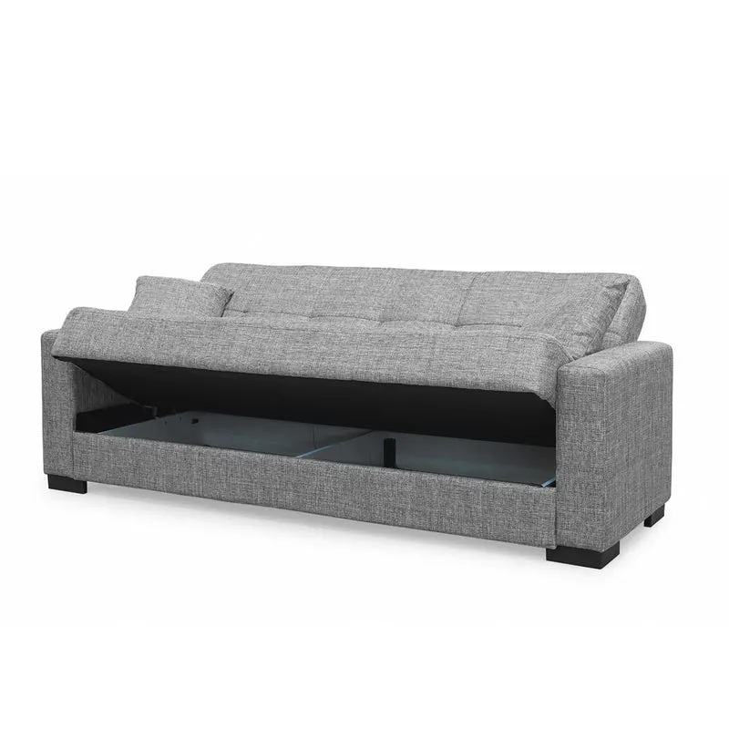 Divano letto 3 posti contenitore tessuto grigio 225 cm - Malpensa