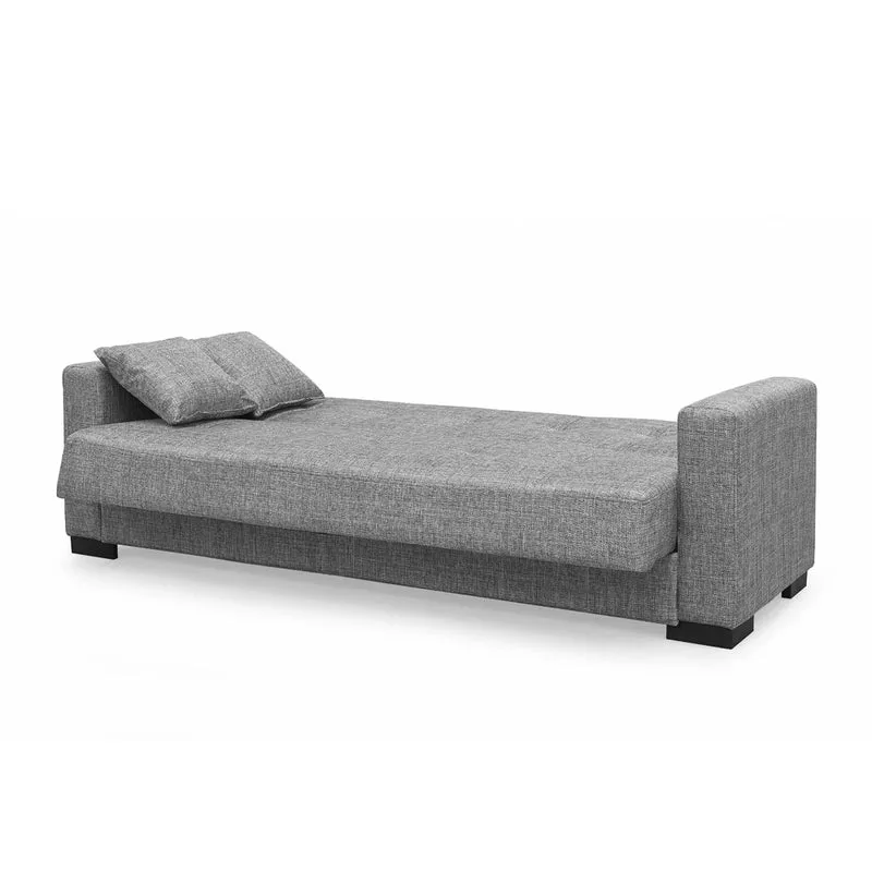 Divano letto 3 posti contenitore tessuto grigio 225 cm - Malpensa