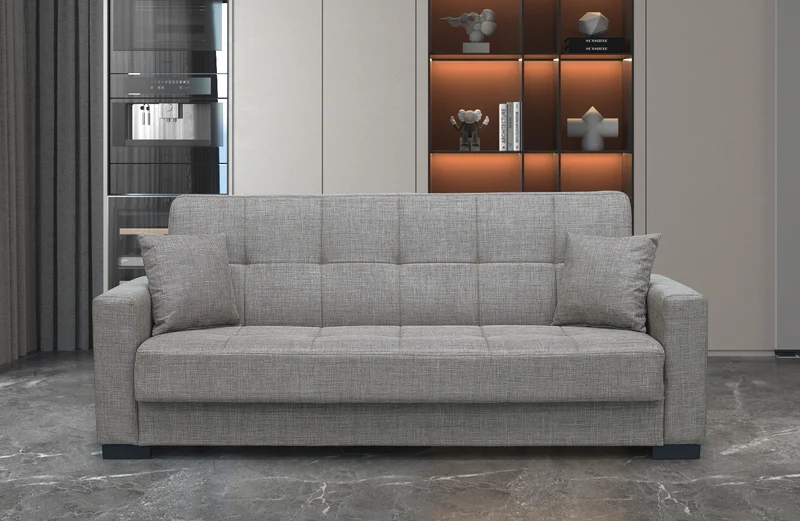 Divano letto 3 posti contenitore tessuto cappuccino 225 cm - Malpensa