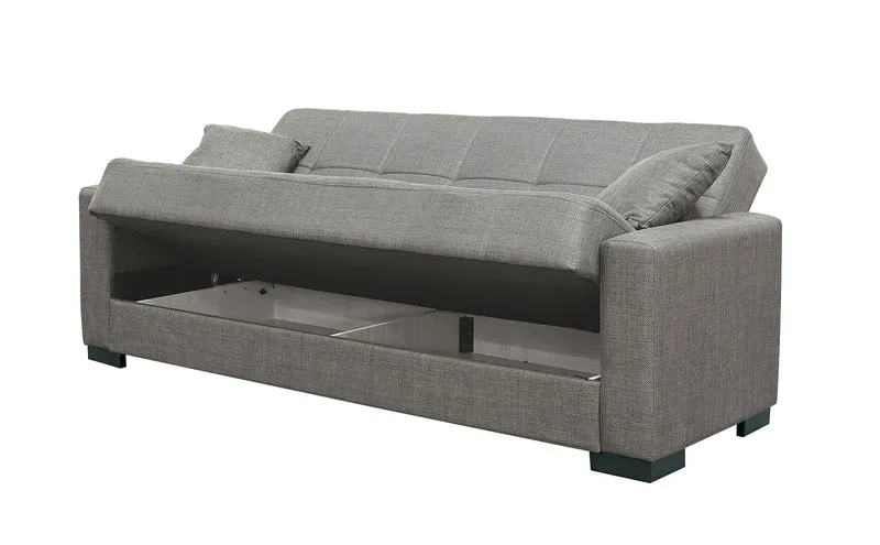 Divano letto 3 posti contenitore tessuto cappuccino 225 cm - Malpensa
