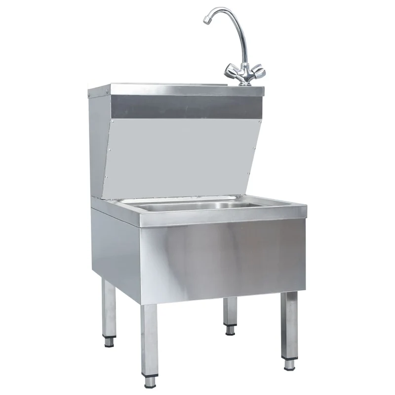 Lavabo commercial de lavage des mains avec robinet lave-mains vasque à poser cuisine de cantine restauration 109 cm acier inoxydable 02_0002448