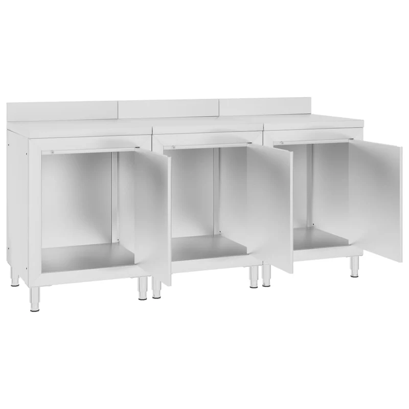 Table de travail commerciale avec armoire 180 x 60 x 96 cm acier inoxydable 02_0001901