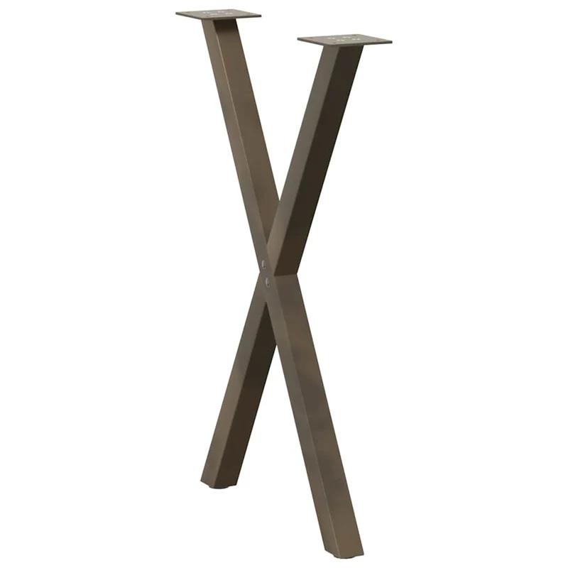 Lot de 2 pieds de table à manger en forme de X 50 x 73 cm avec niveleurs réglables design moderne en acier naturel 02_0057184