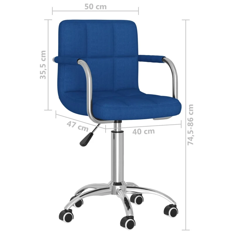 Chaise fauteuil siège pivotante de bureau informatique étude tissu bleu 02_0024090