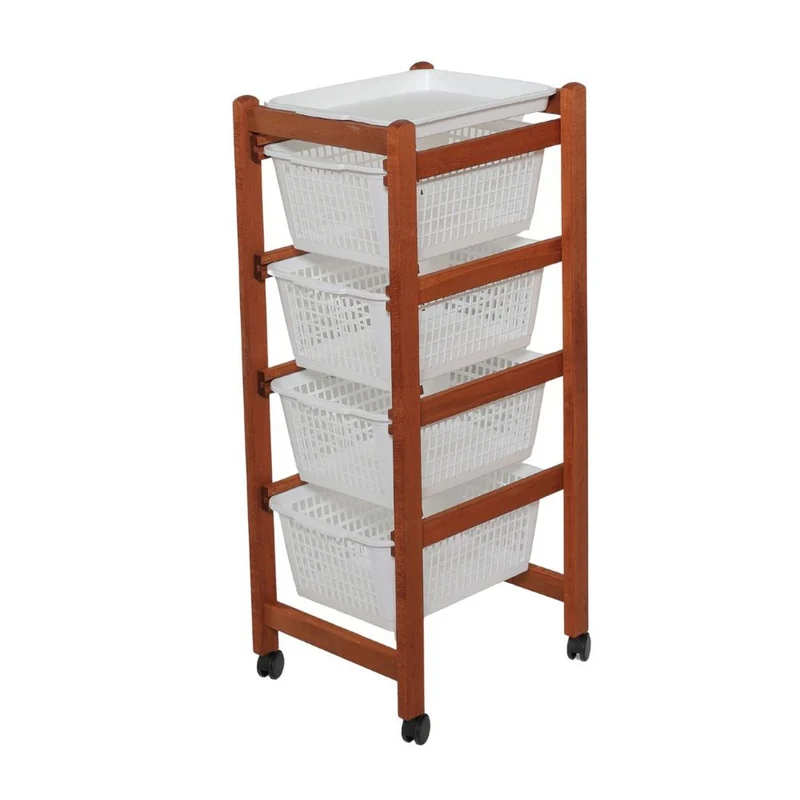 Carrello da cucina con cestini estraibili e vassoio ciliegio - Jolly Eco